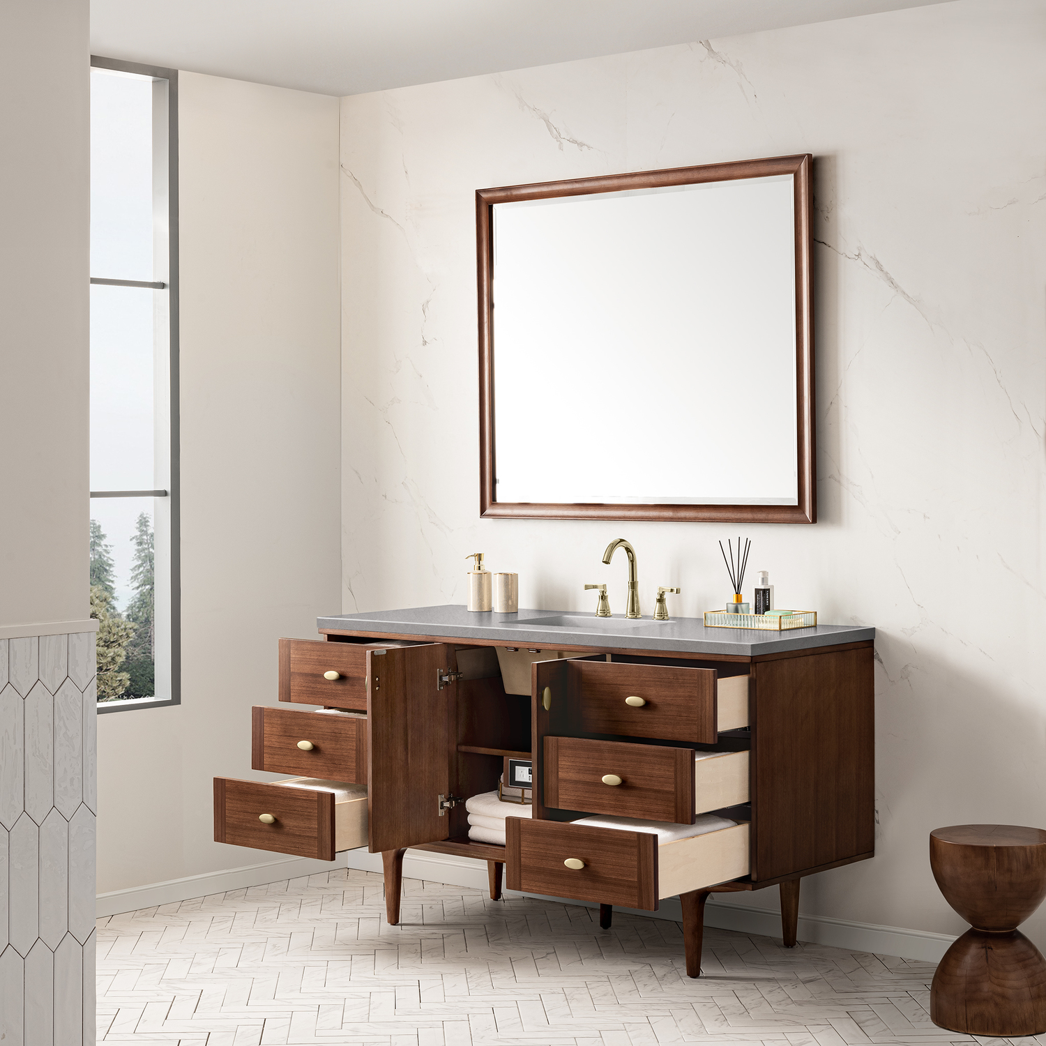 bathroom counter top replacement James Martin Vanity Mid-Century Walnut Mid-Century Modern
