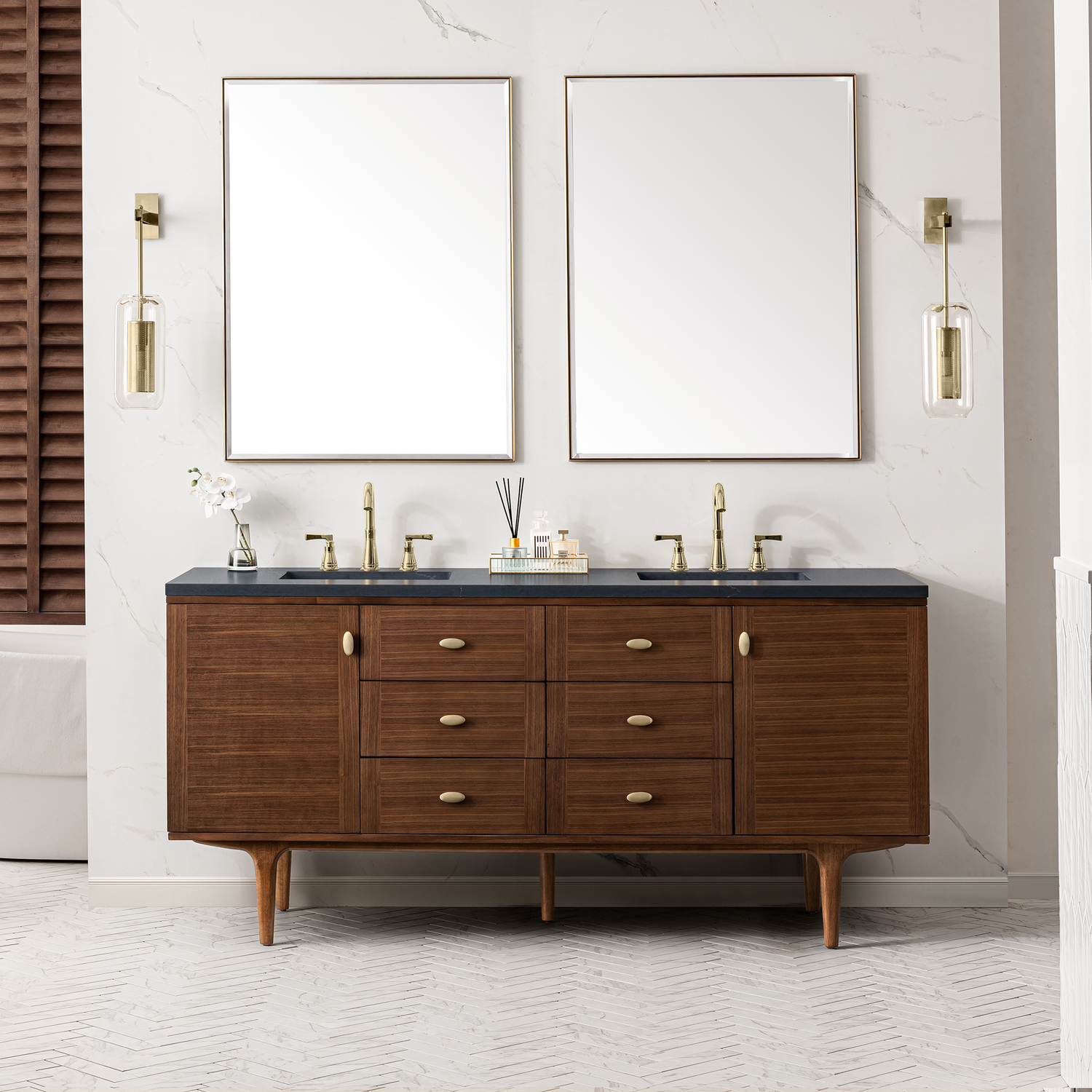 country bathroom cabinets James Martin Vanity Mid-Century Walnut Mid-Century Modern