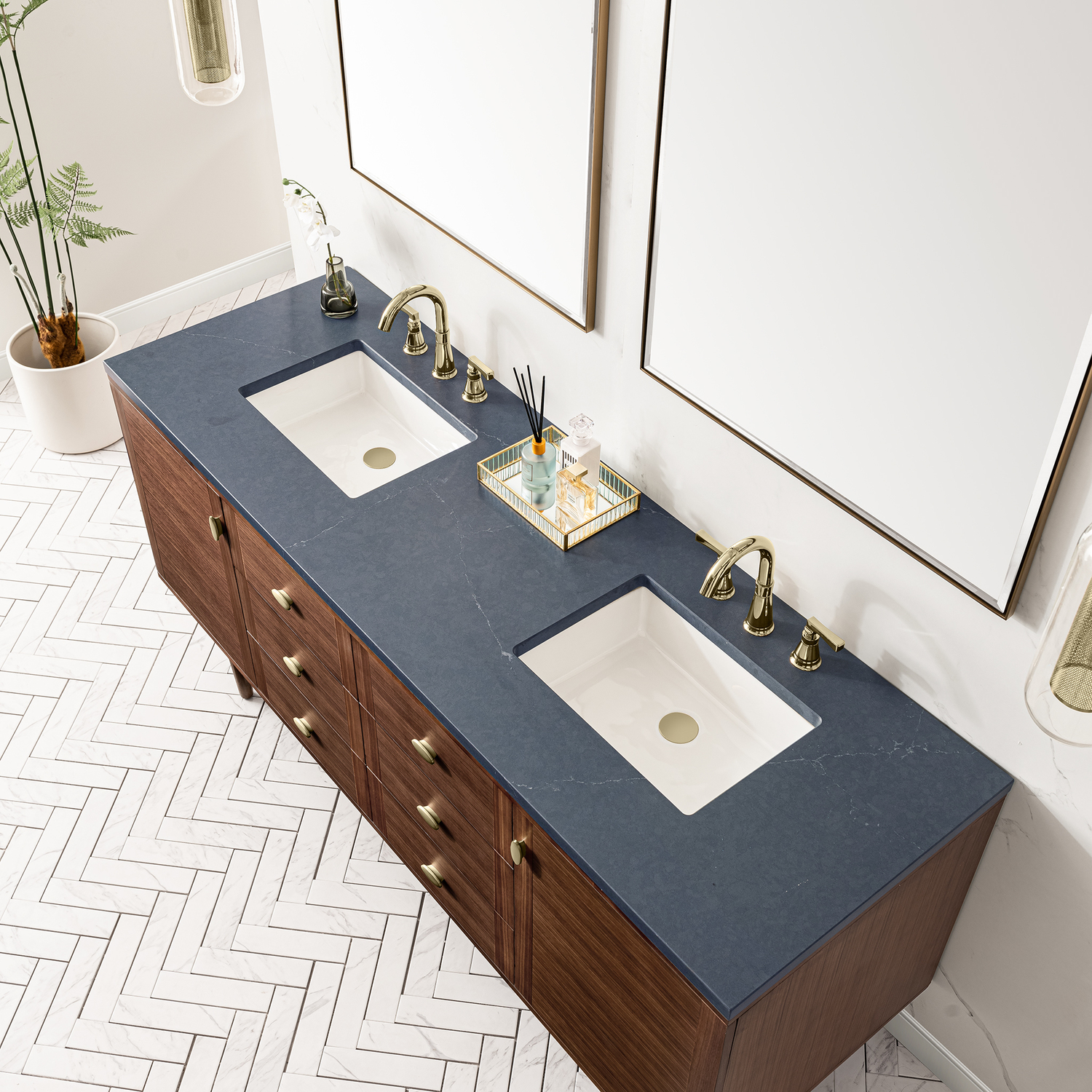 country bathroom cabinets James Martin Vanity Mid-Century Walnut Mid-Century Modern