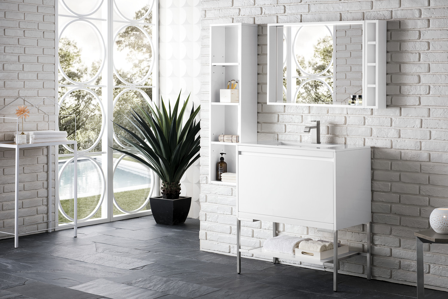 bathroom vanity sizes James Martin Vanity Glossy White Transitional