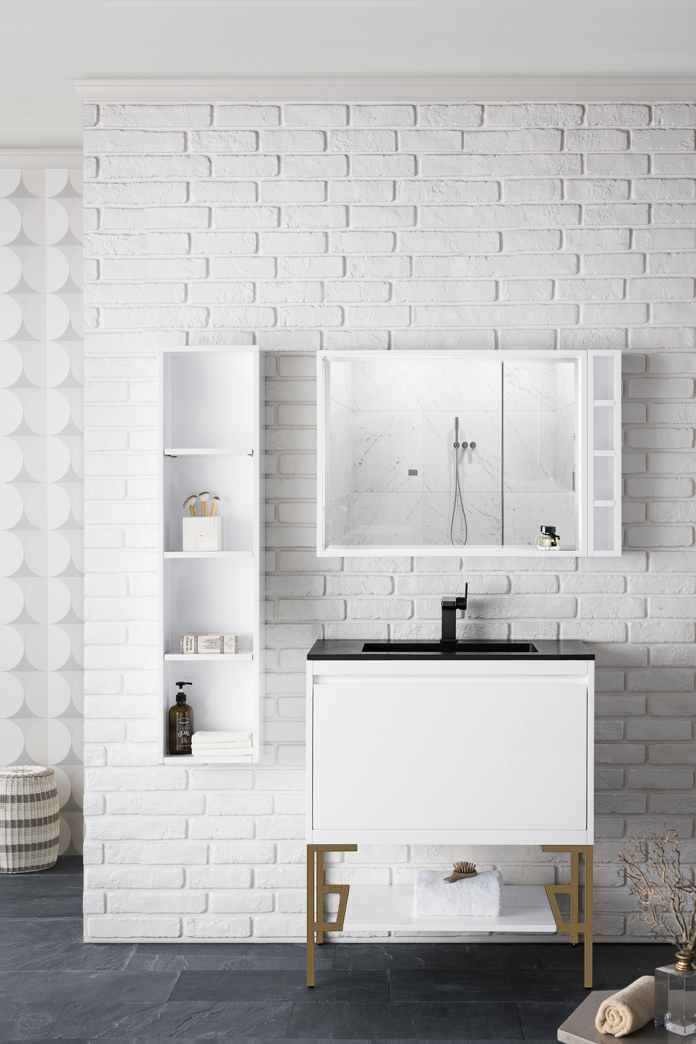 30 inch bathroom vanity with drawers James Martin Vanity Glossy White Transitional