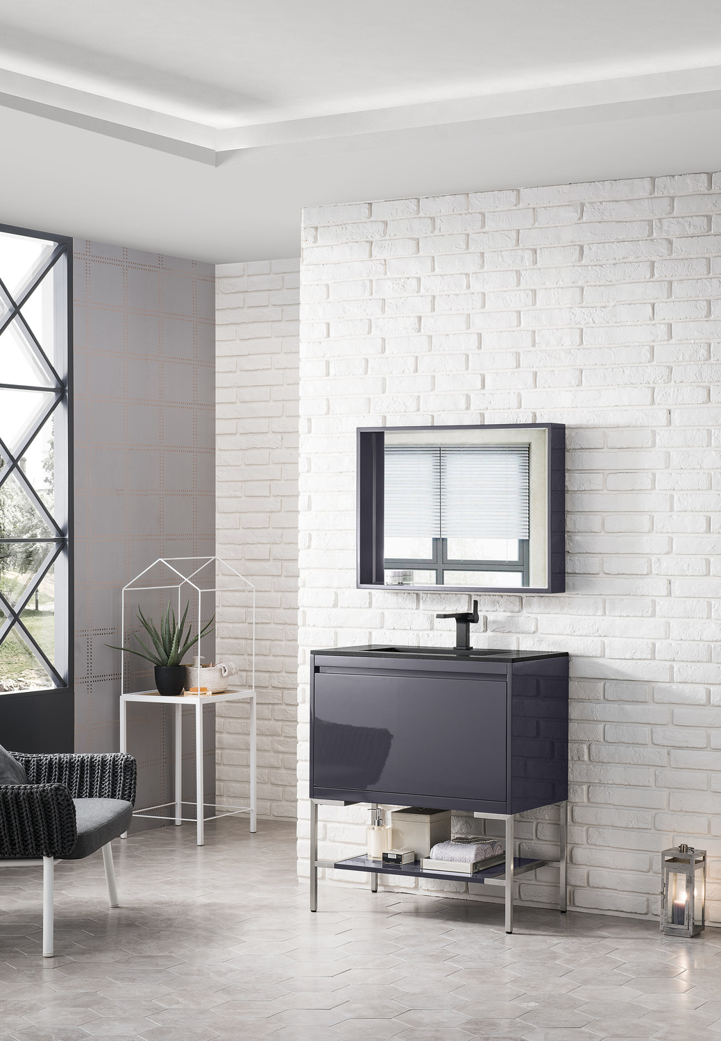 beige bathroom cabinets James Martin Vanity Modern Gray Glossy Transitional