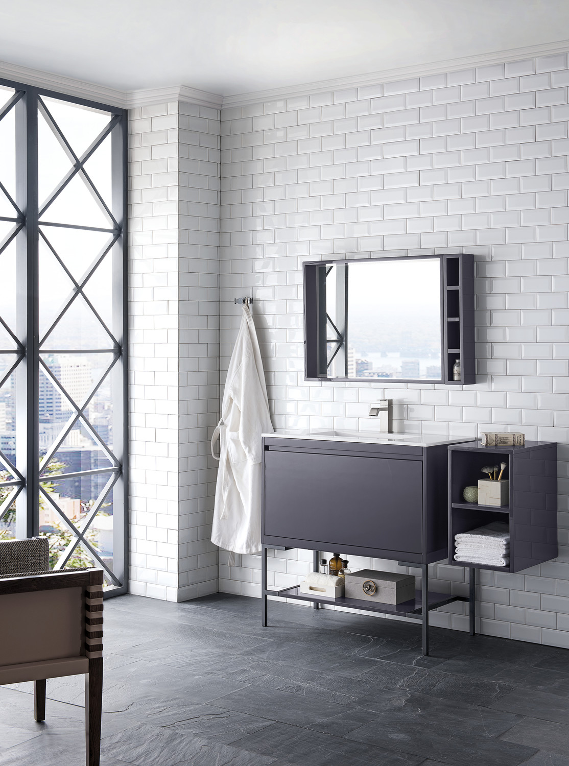 modern bath cabinets James Martin Vanity Modern Gray Glossy Transitional