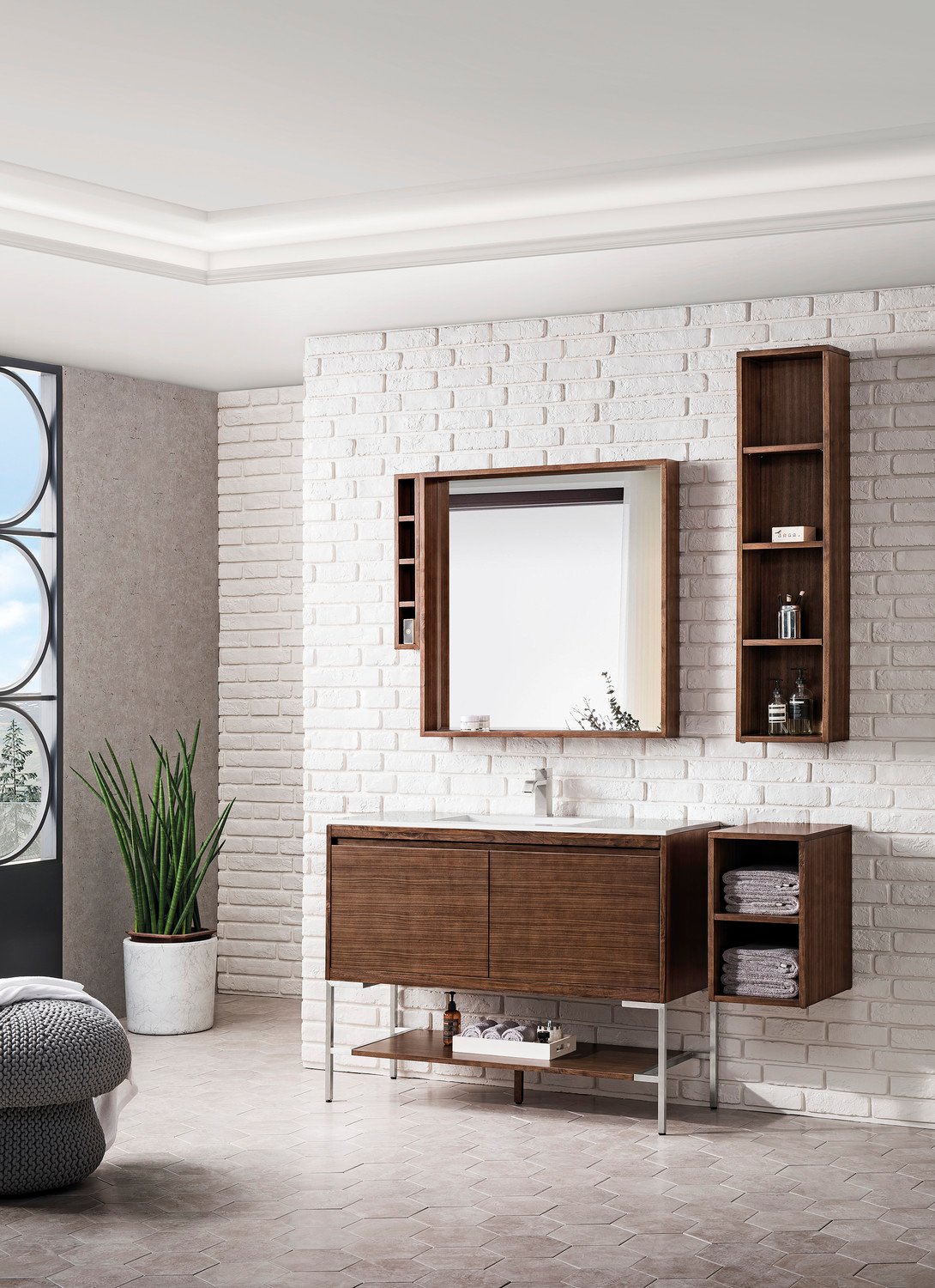 40 inch bathroom vanity with top James Martin Vanity Mid-Century Walnut Transitional