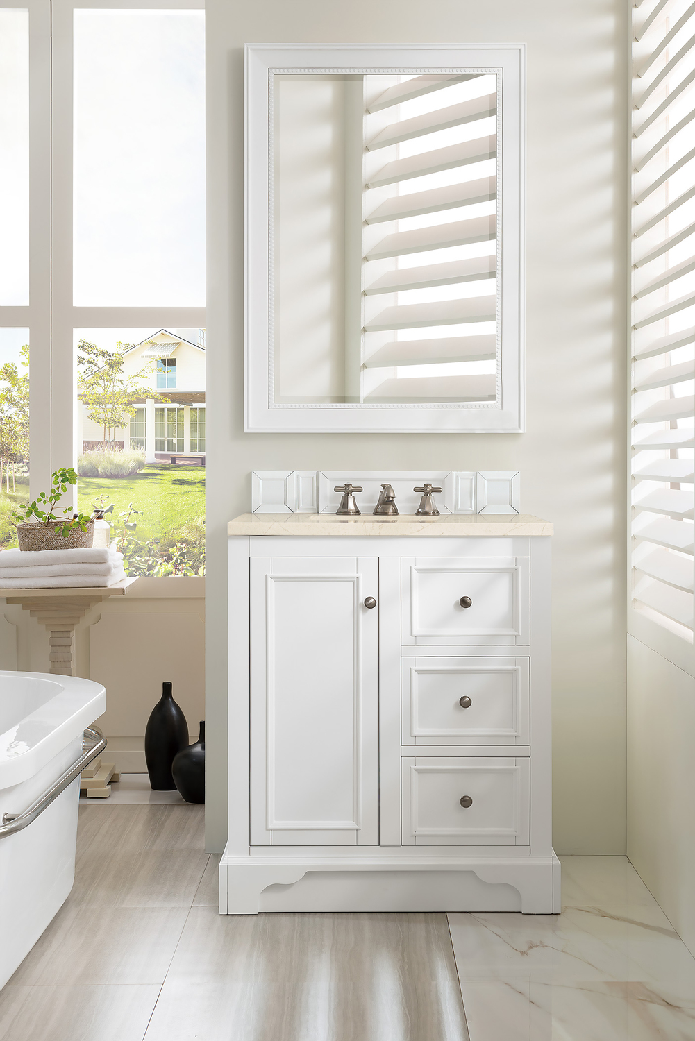 bathroom vanity ideas double sink James Martin Vanity Bright White Modern