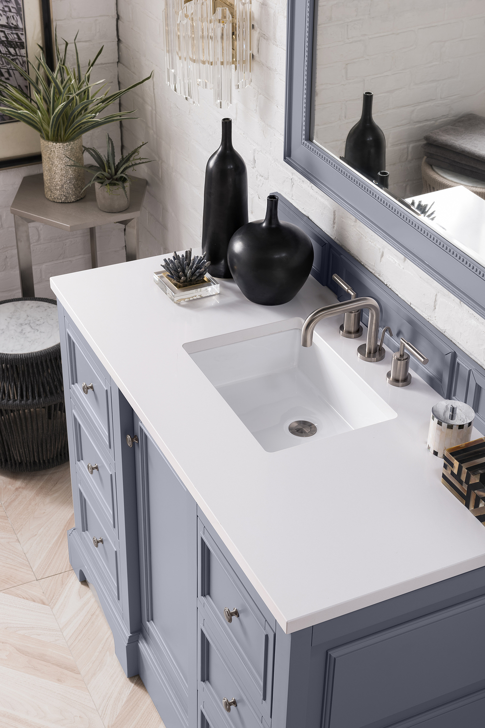 small two sink vanity James Martin Vanity Silver Gray Modern