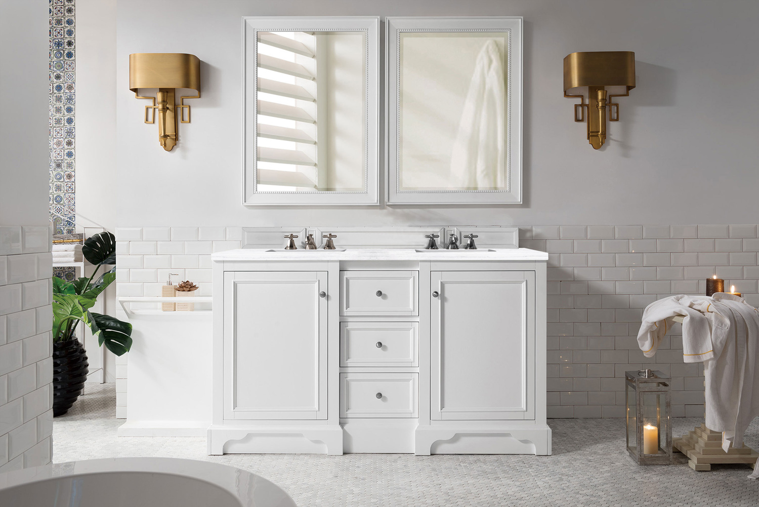 rustic bathroom cabinet ideas James Martin Vanity Bright White Modern