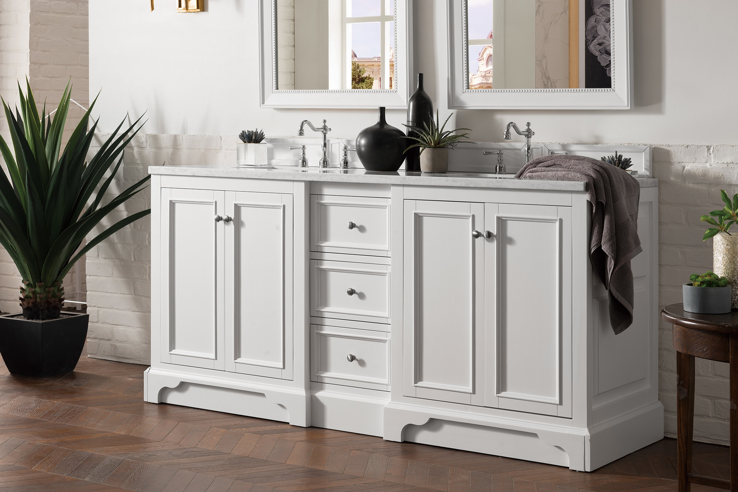 two vanities side by side James Martin Vanity Bright White Modern