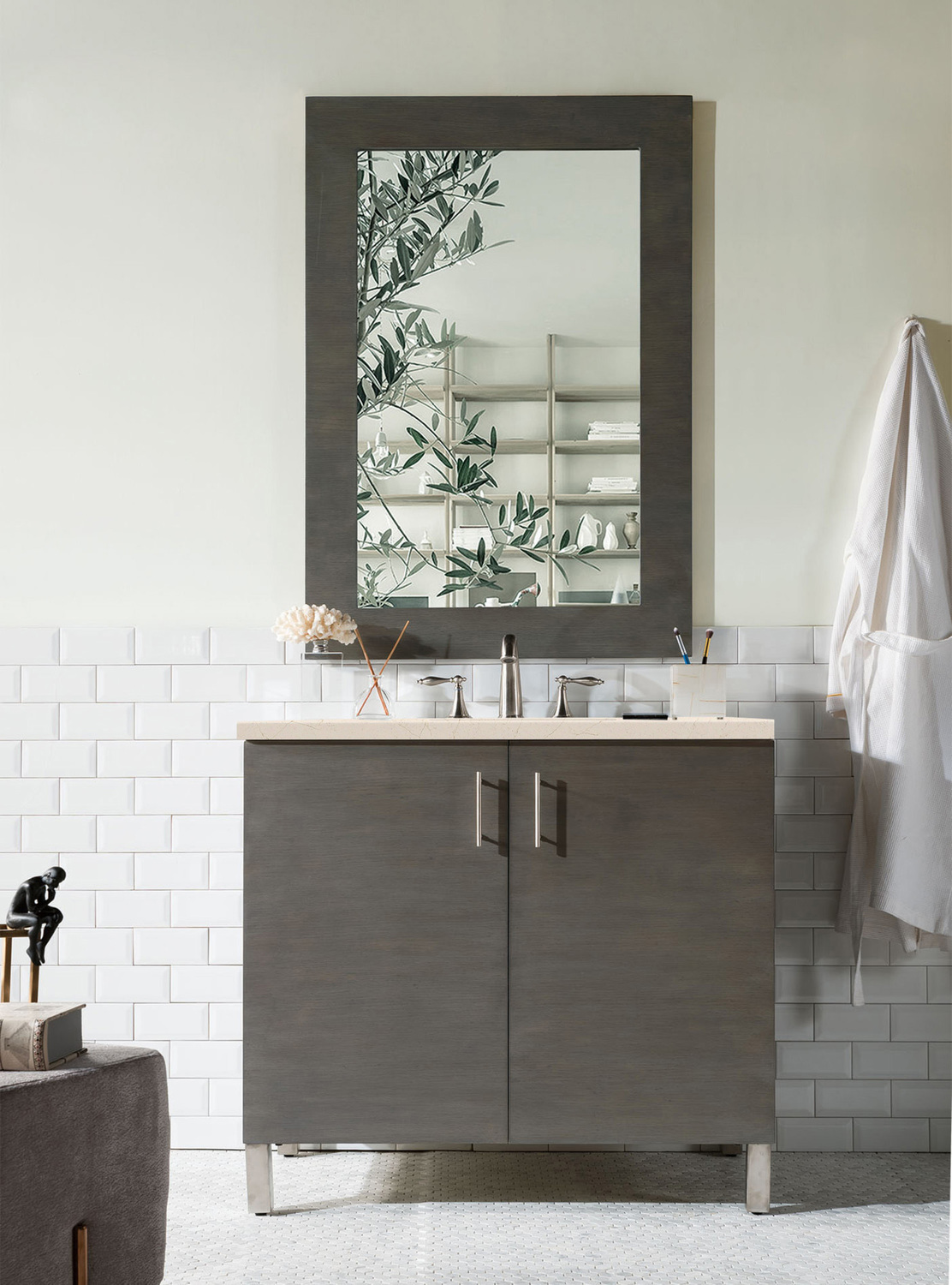 cherry vanity bathroom ideas James Martin Vanity Silver Oak Contemporary/Modern, Transitional