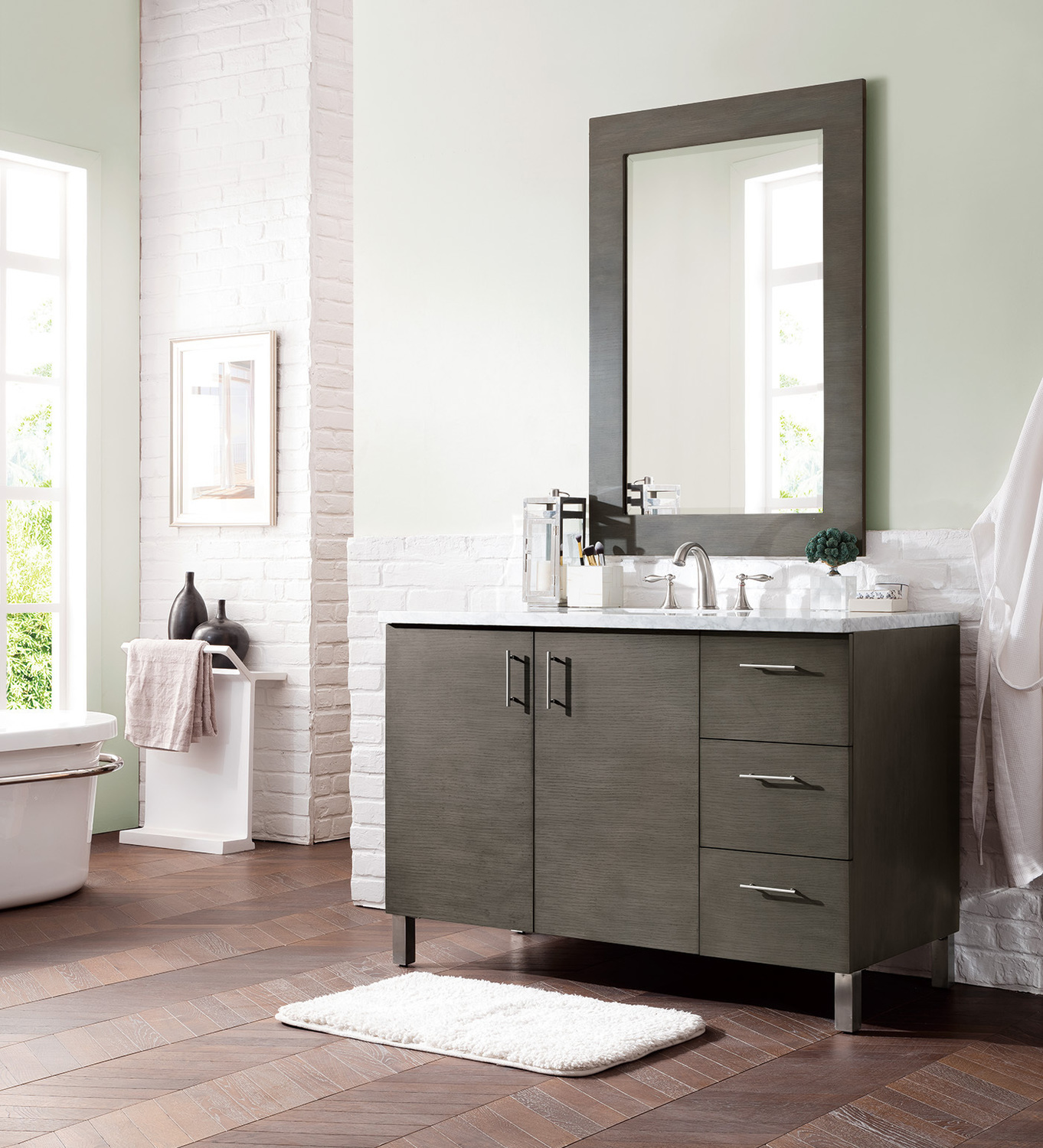 bathroom vanity basin James Martin Vanity Silver Oak Contemporary/Modern, Transitional