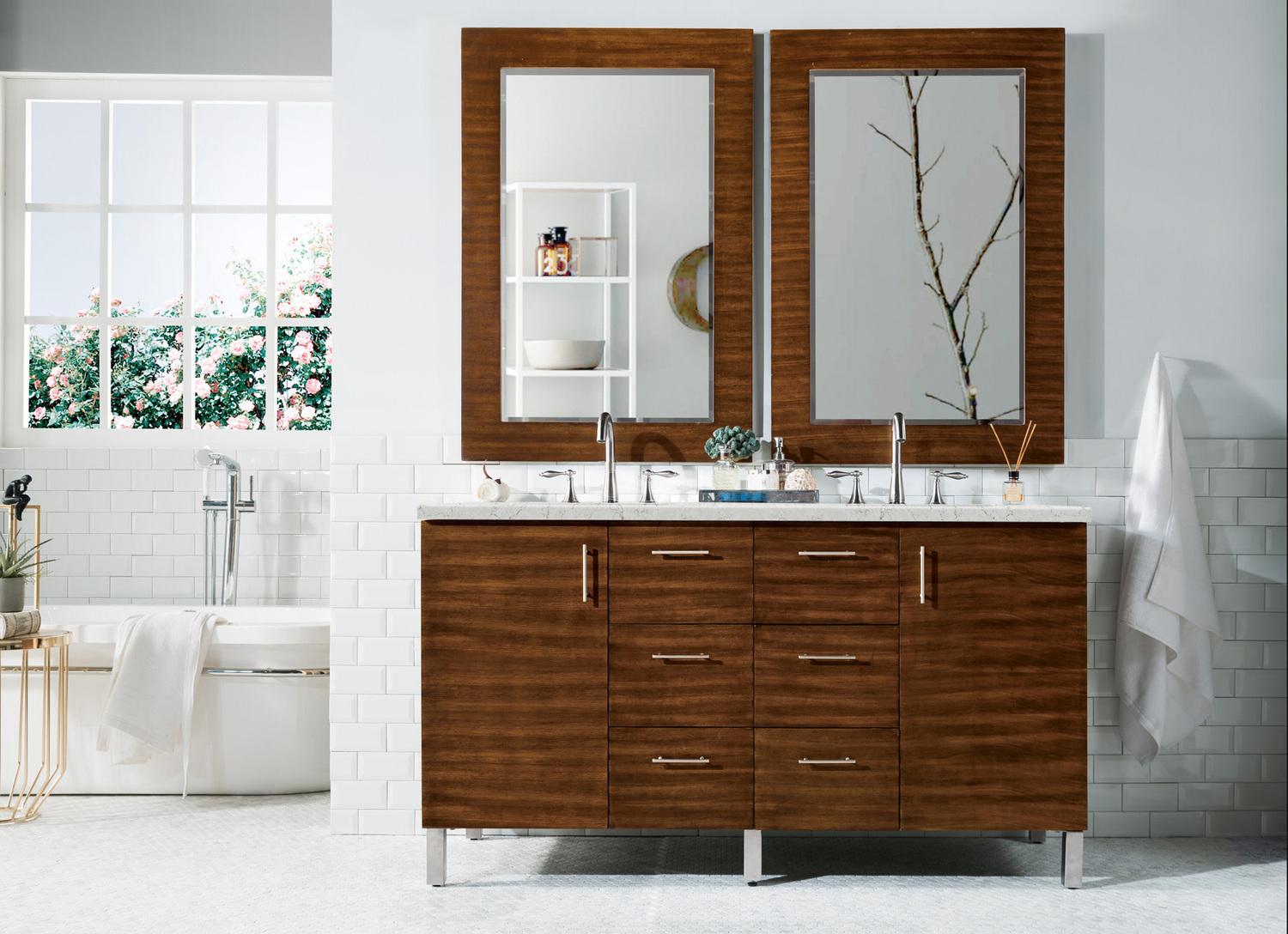 70 inch double sink vanity James Martin Vanity American Walnut Contemporary/Modern, Transitional