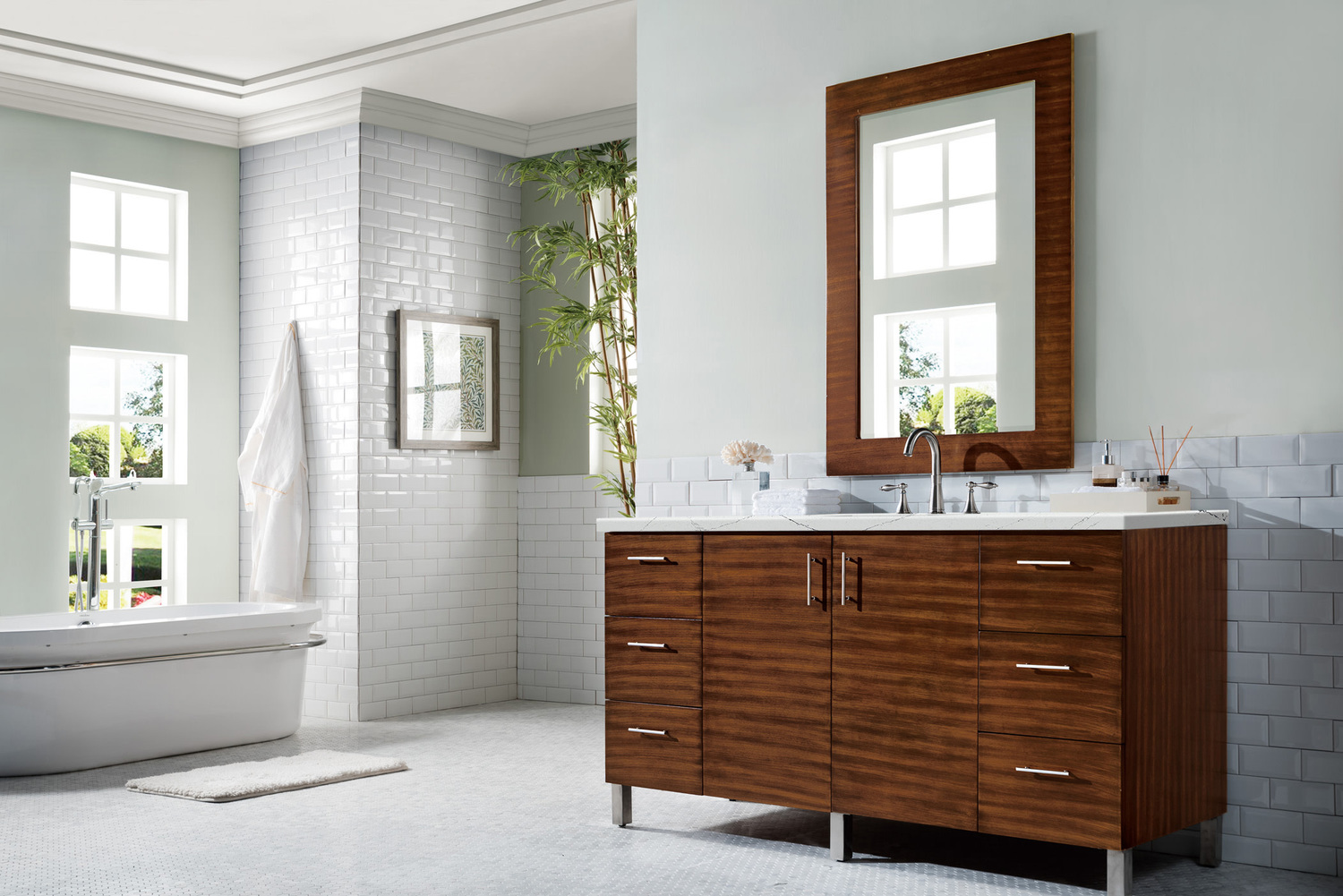 wooden vanity with sink James Martin Vanity American Walnut Contemporary/Modern, Transitional