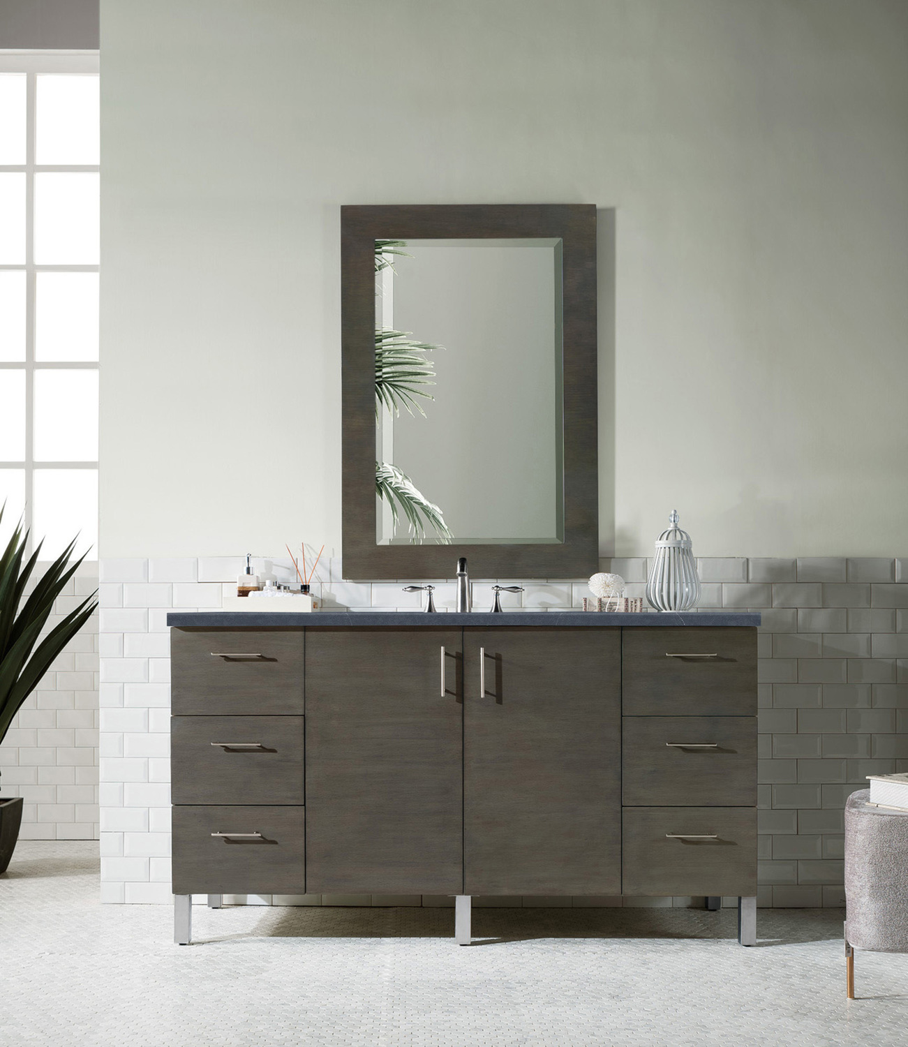 dark wood bathroom cabinet James Martin Vanity Silver Oak Contemporary/Modern, Transitional
