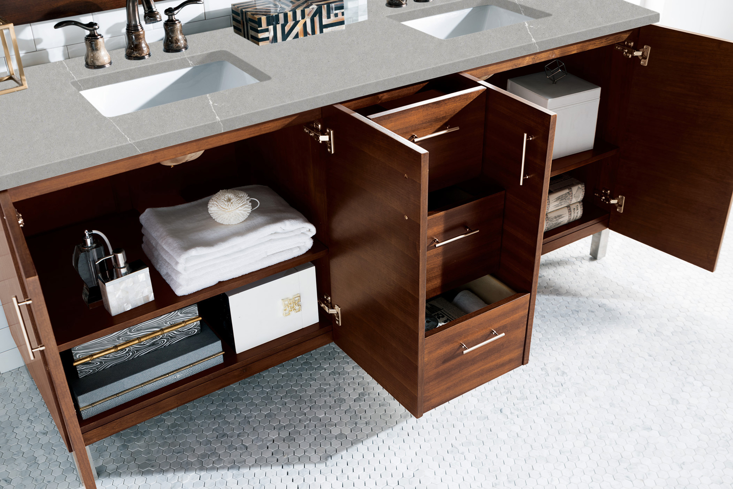 his and her vanity James Martin Vanity American Walnut Contemporary/Modern, Transitional