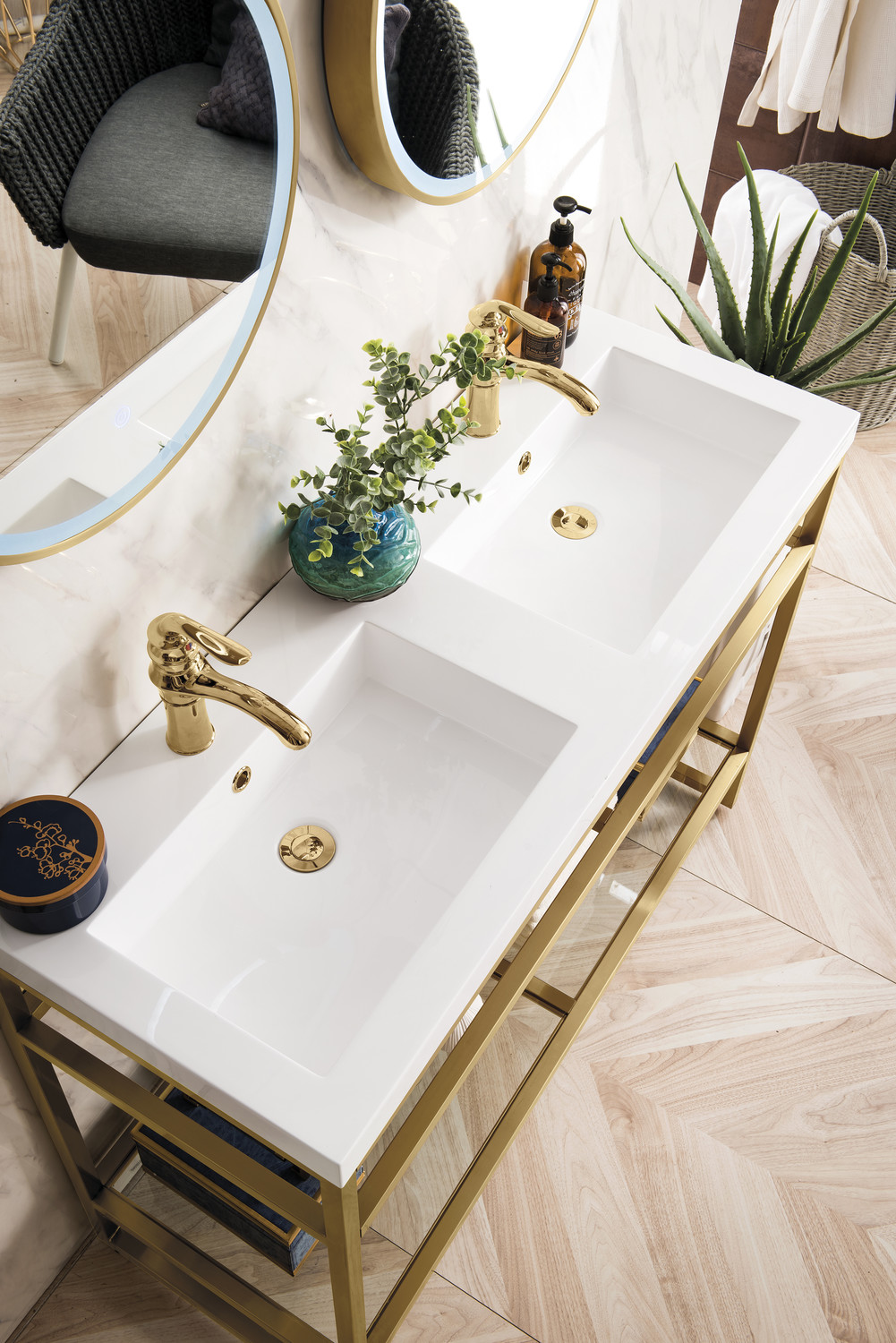 60 bathroom vanity double sink James Martin Console Radiant Gold Modern