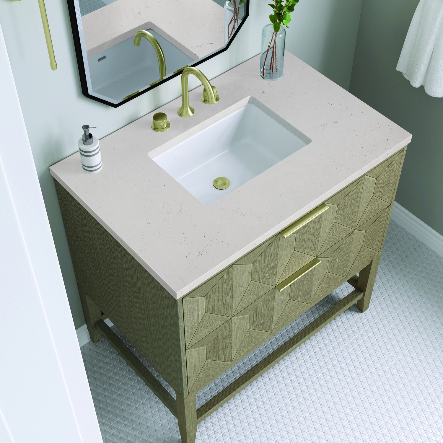 30 inch vanity with sink James Martin Vanity Pebble Oak Modern