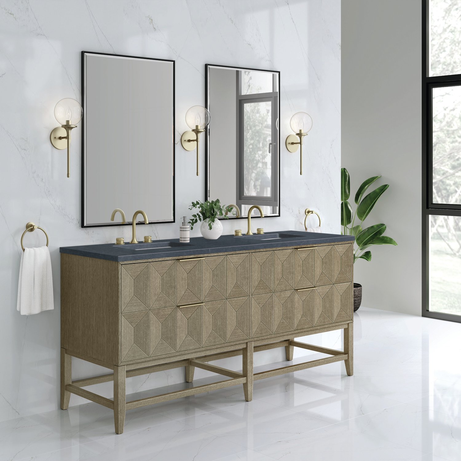 3 piece bathroom vanity set James Martin Vanity Pebble Oak Modern