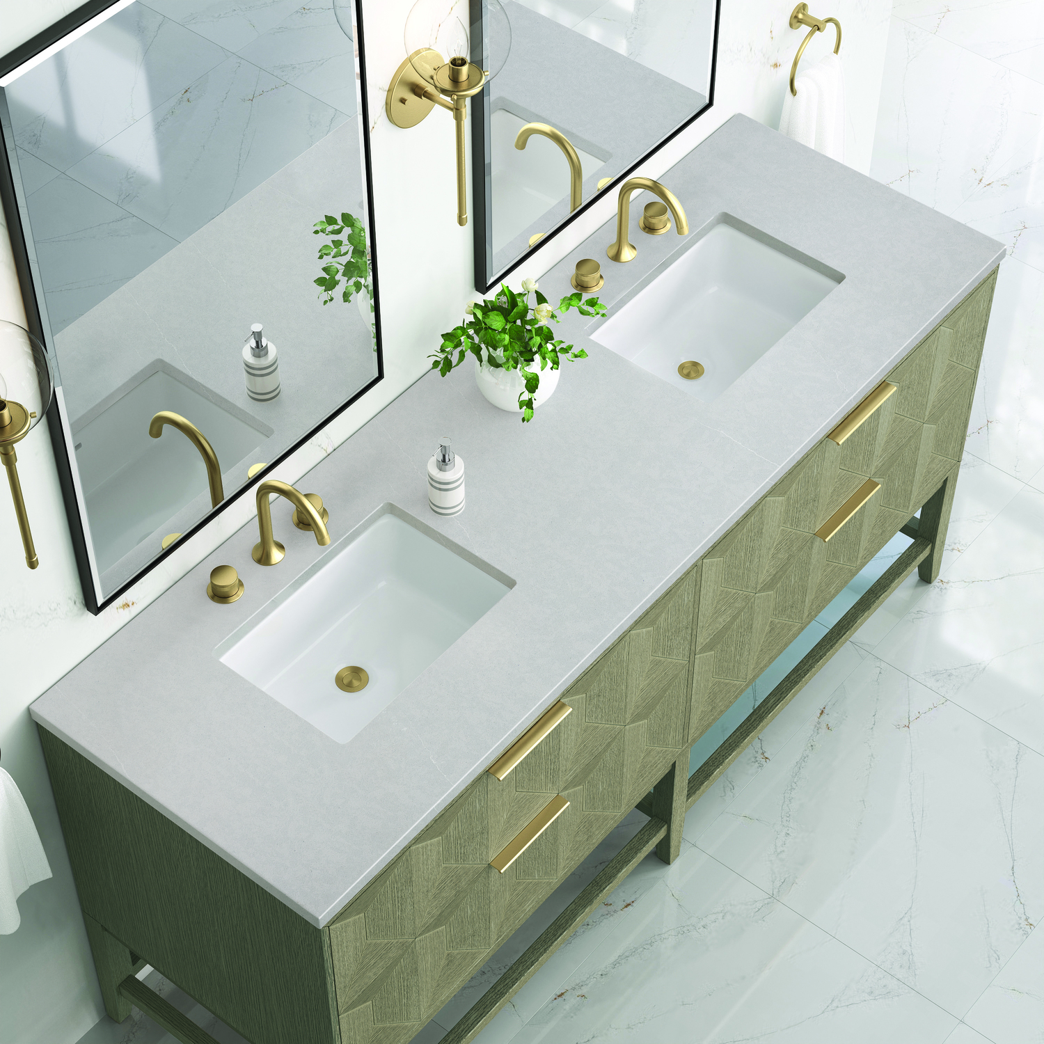 72 inch double sink vanity with top James Martin Vanity Pebble Oak Modern