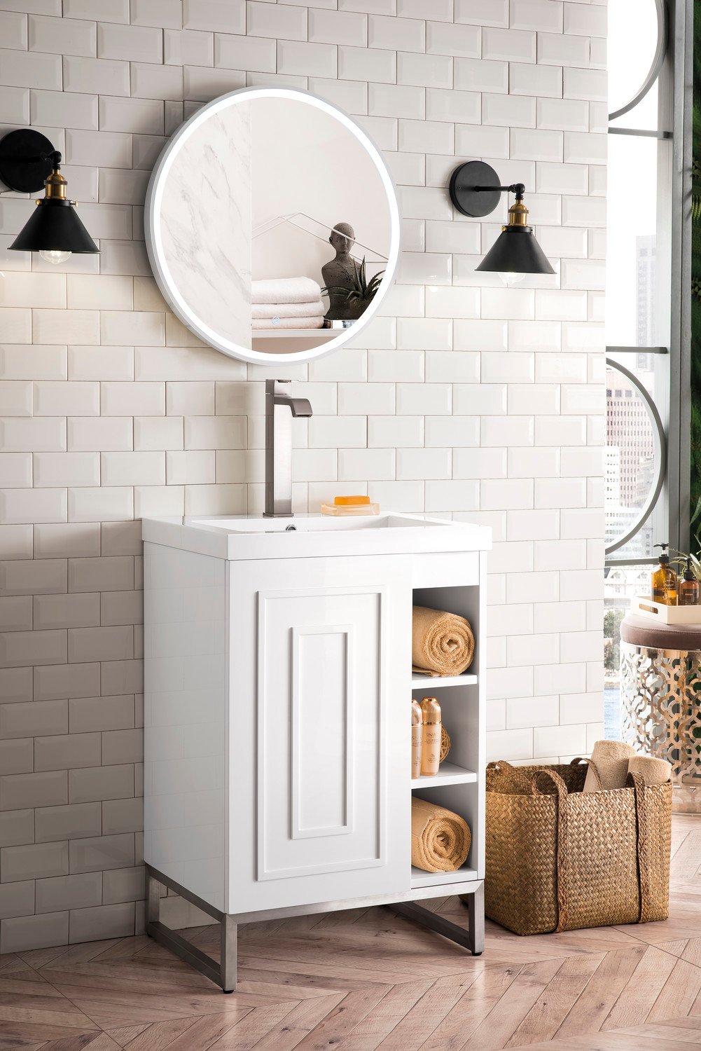 furniture bathroom vanity with sink James Martin Vanity Glossy White Modern
