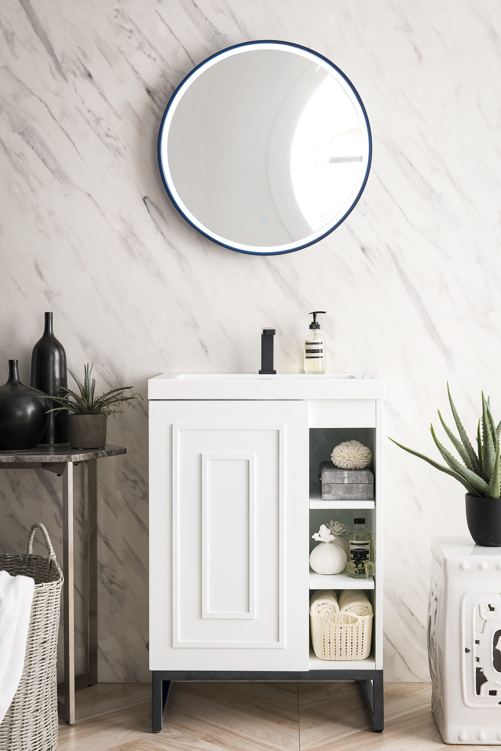 black bathroom vanity 60 inch James Martin Vanity Glossy White Modern