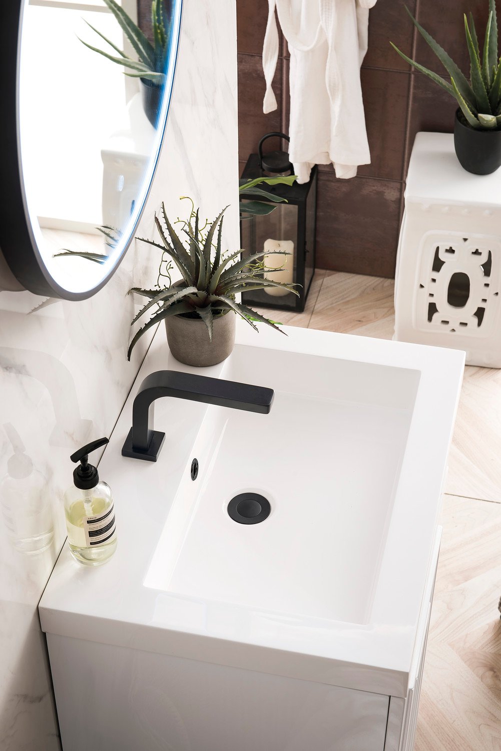 black bathroom vanity 60 inch James Martin Vanity Glossy White Modern