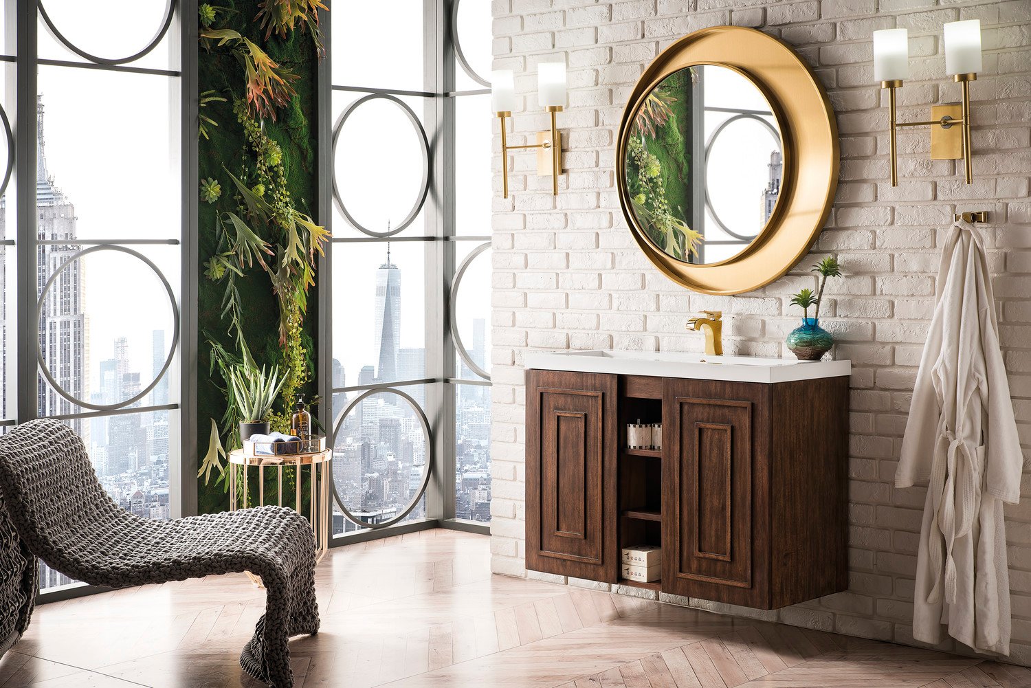 complete bathroom vanity sets James Martin Vanity Mid-Century Acacia Modern