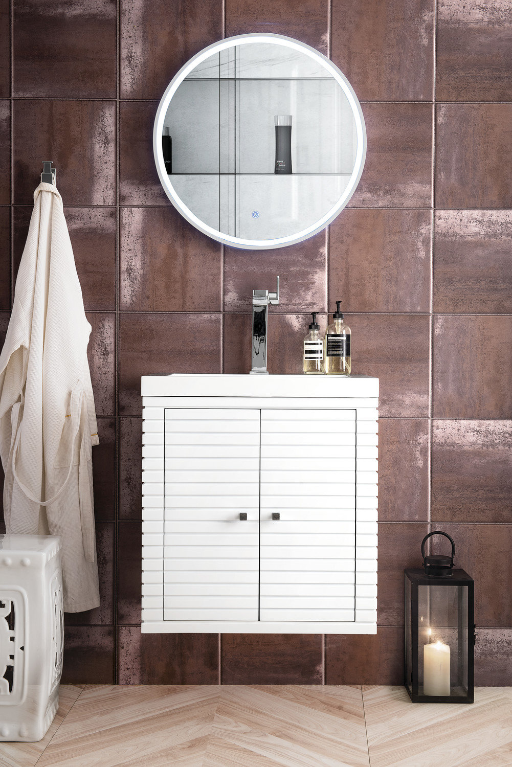 bathroom cabinet collections James Martin Vanity Glossy White Modern, Transitional