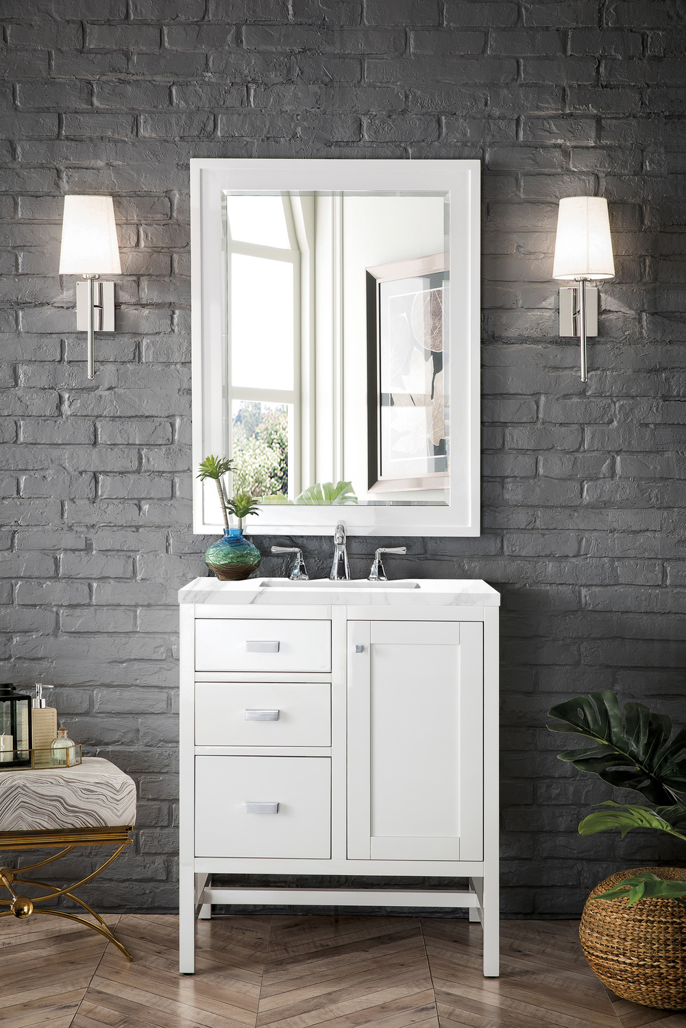 used bathroom cabinets   James Martin Vanity Glossy White Traditional, Transitional