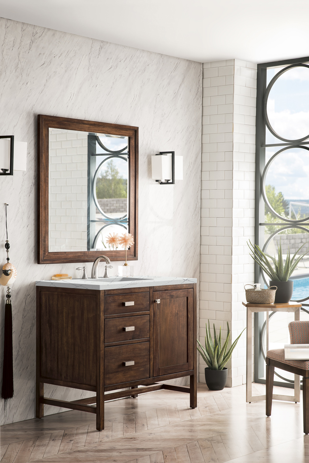small bathroom sinks with storage James Martin Vanity Mid-Century Acacia Traditional, Transitional
