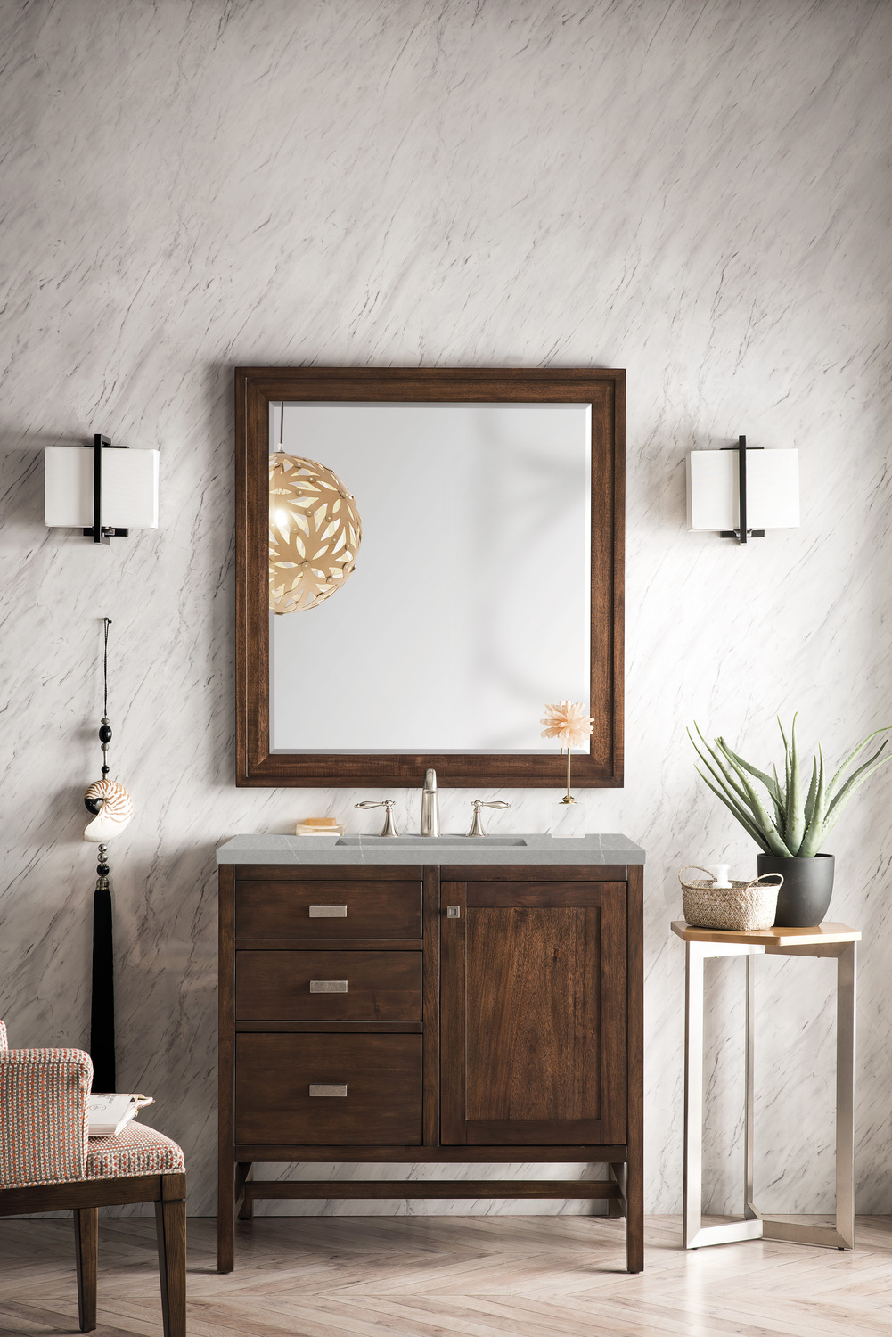 small grey bathroom cabinet James Martin Vanity Mid-Century Acacia Traditional, Transitional