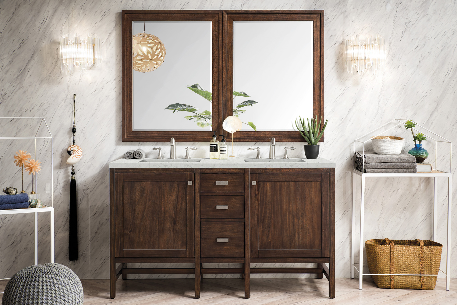 two vanity bathroom ideas James Martin Vanity Mid-Century Acacia Traditional, Transitional