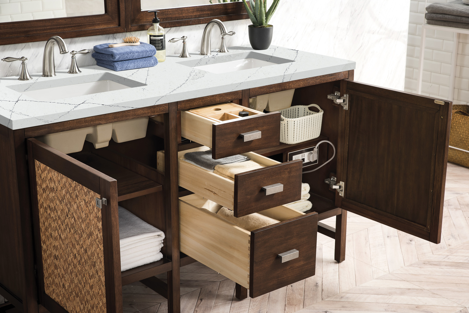 60 inch bathroom vanity with sink James Martin Vanity Mid-Century Acacia Traditional, Transitional