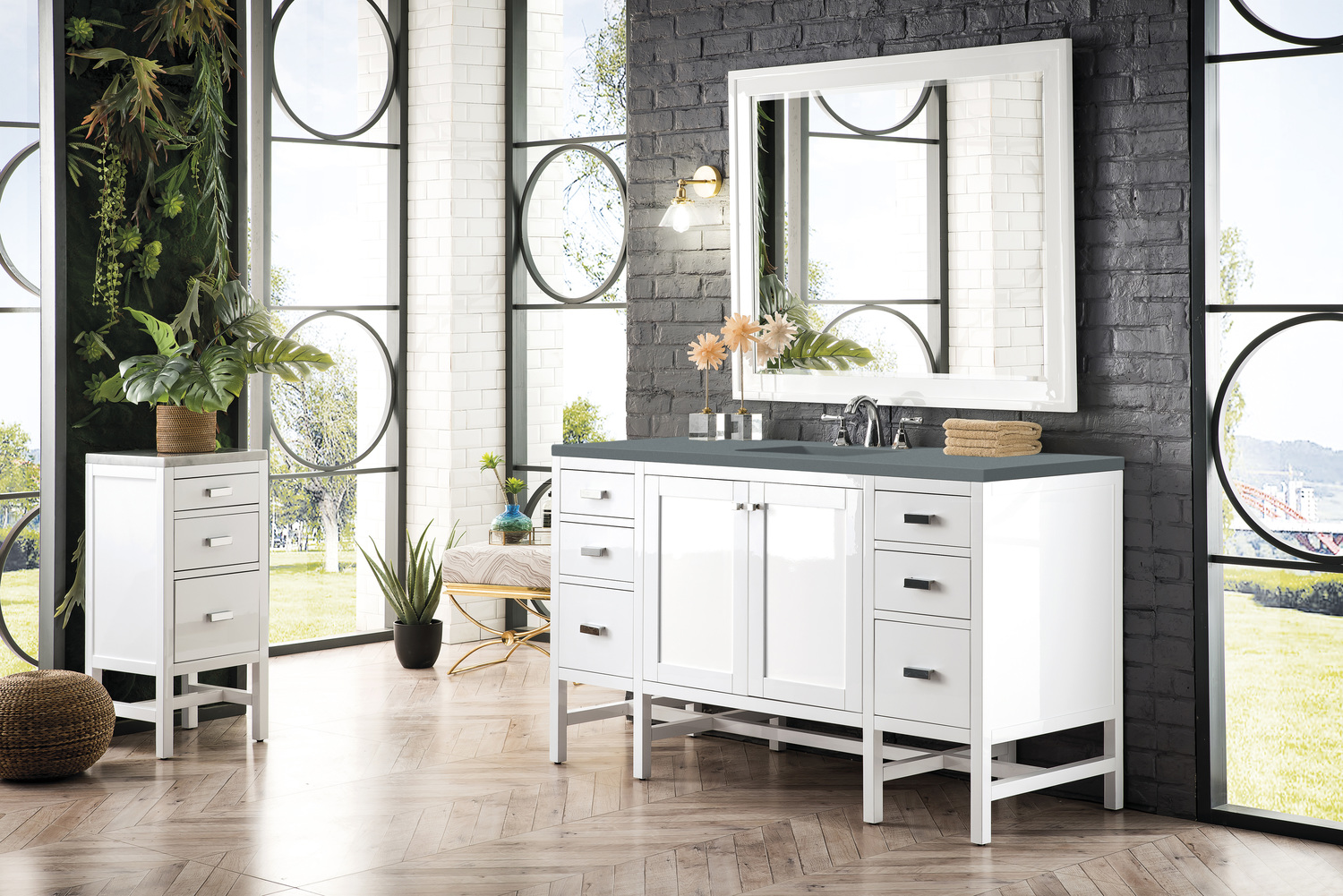 vanity and storage cabinet set James Martin Vanity Glossy White Traditional, Transitional