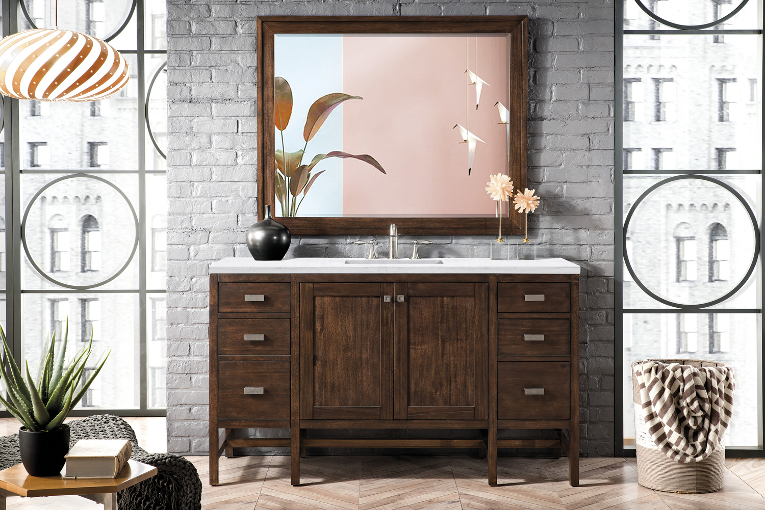 floating vanity cabinet only James Martin Vanity Mid-Century Acacia Traditional, Transitional