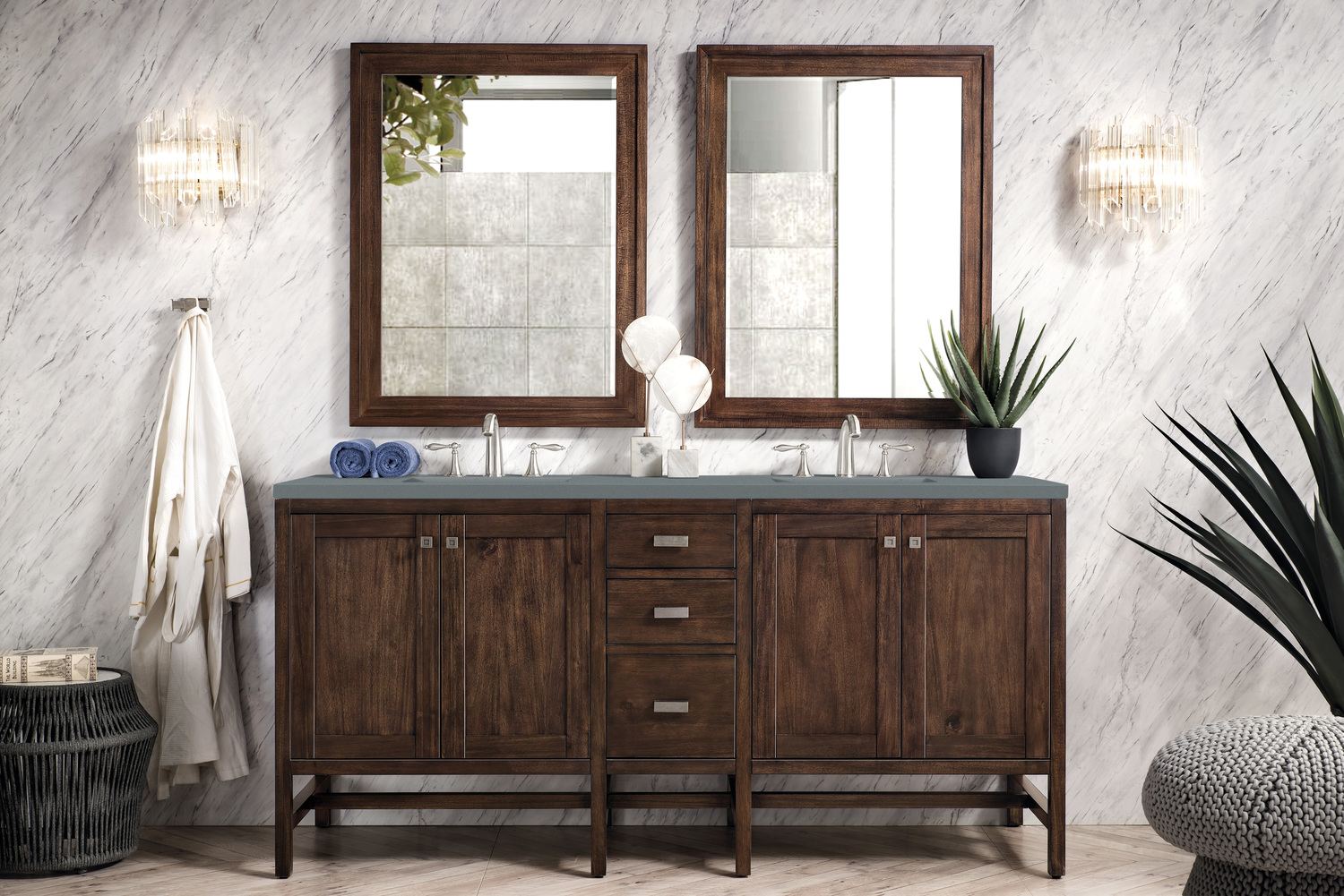 small cabinet for bathroom countertop James Martin Vanity Mid-Century Acacia Traditional, Transitional