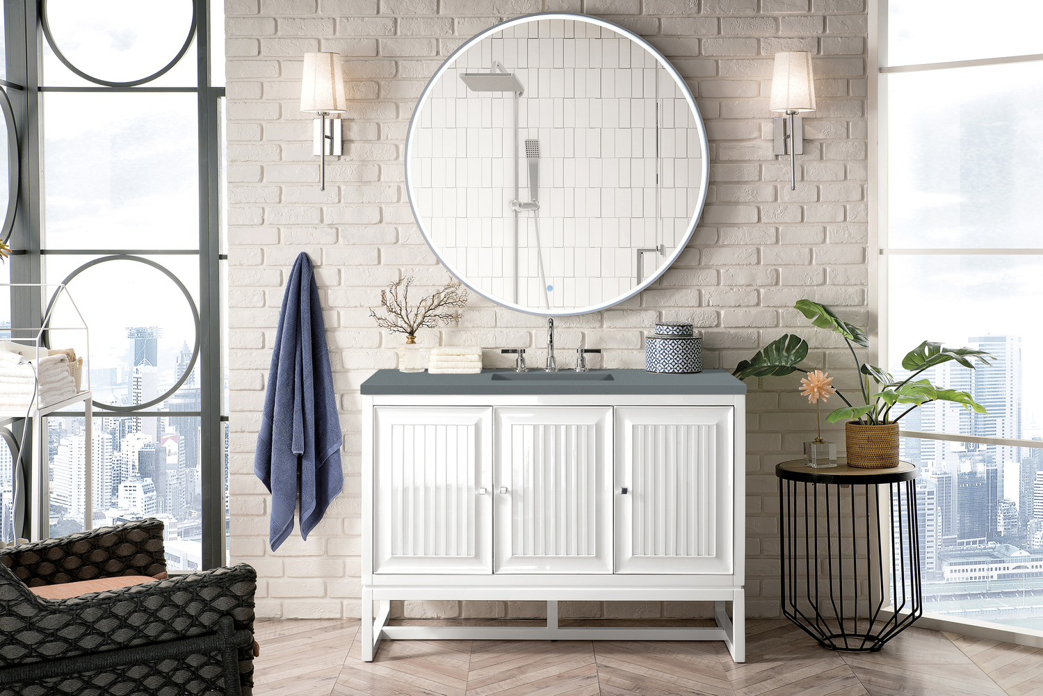 modern white oak bathroom vanity James Martin Vanity Glossy White Traditional