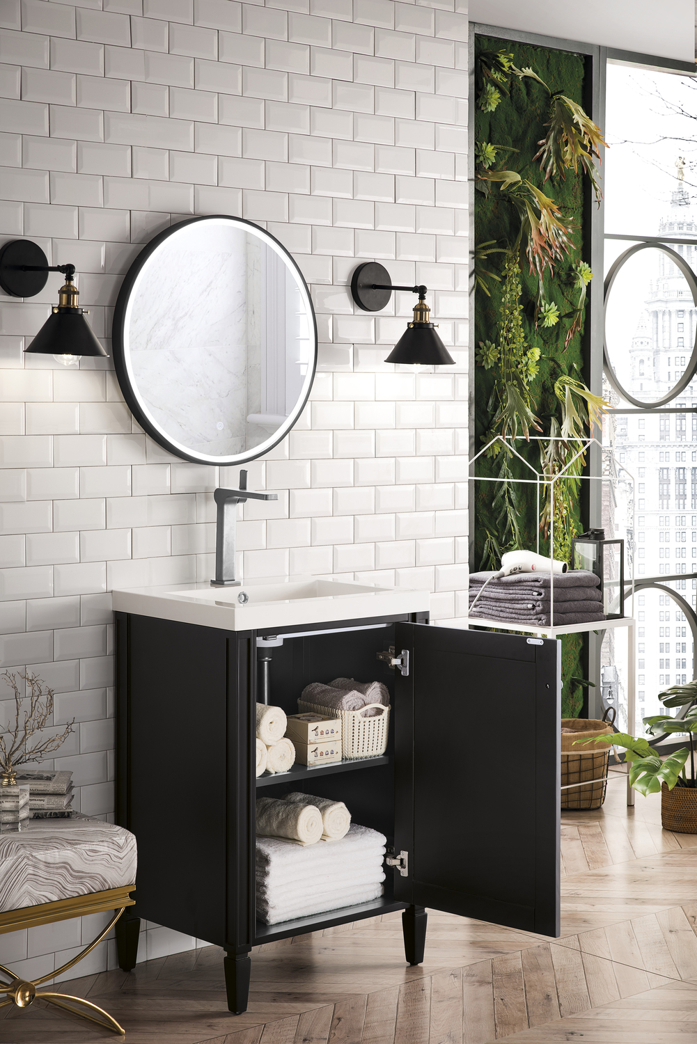 rustic double vanity James Martin Vanity Black Onyx Traditional, Transitional