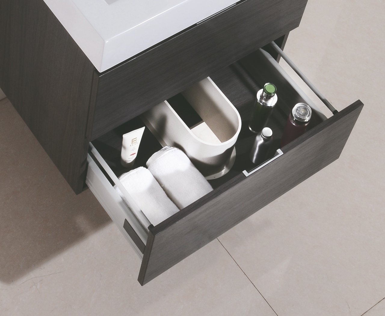small corner sink with cabinet KubeBath Gray