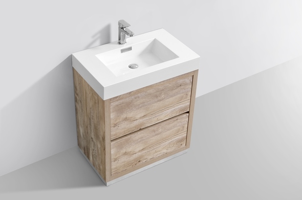 wooden vanity unit with basin KubeBath Nature Wood