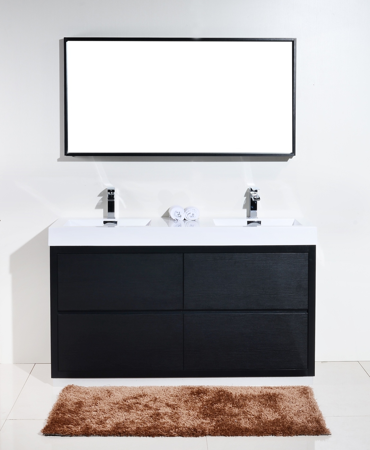 single bathroom vanity set KubeBath Black