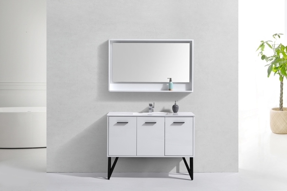 30 inch single sink bathroom vanity KubeBath Gloss White