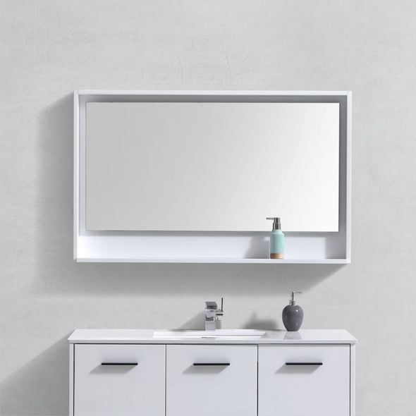 lowes vanity mirrors KubeBath Bathroom Mirrors Gloss White
