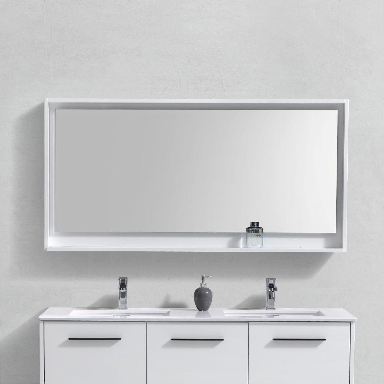 led shower mirror KubeBath Bathroom Mirrors Gloss White