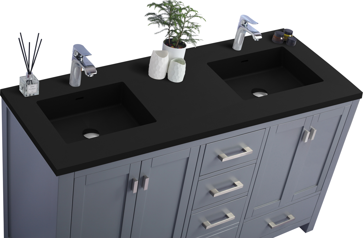72 inch double sink vanity with top Laviva Vanity + Countertop Grey Contemporary/Modern