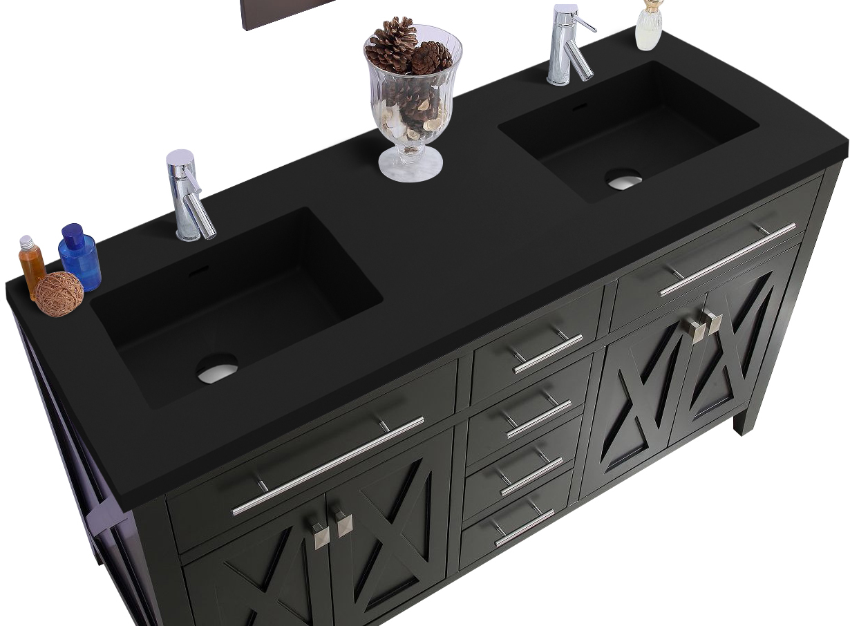 dark grey bathroom cabinets Laviva Vanity + Countertop Espresso Transitional