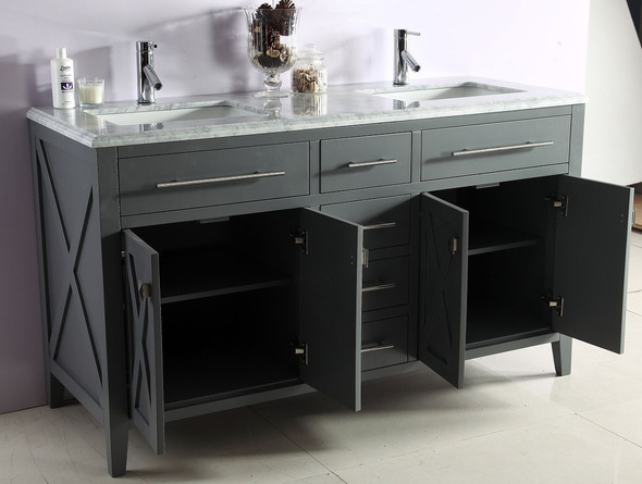 double sink cabinet size Laviva Vanity + Countertop Grey Transitional