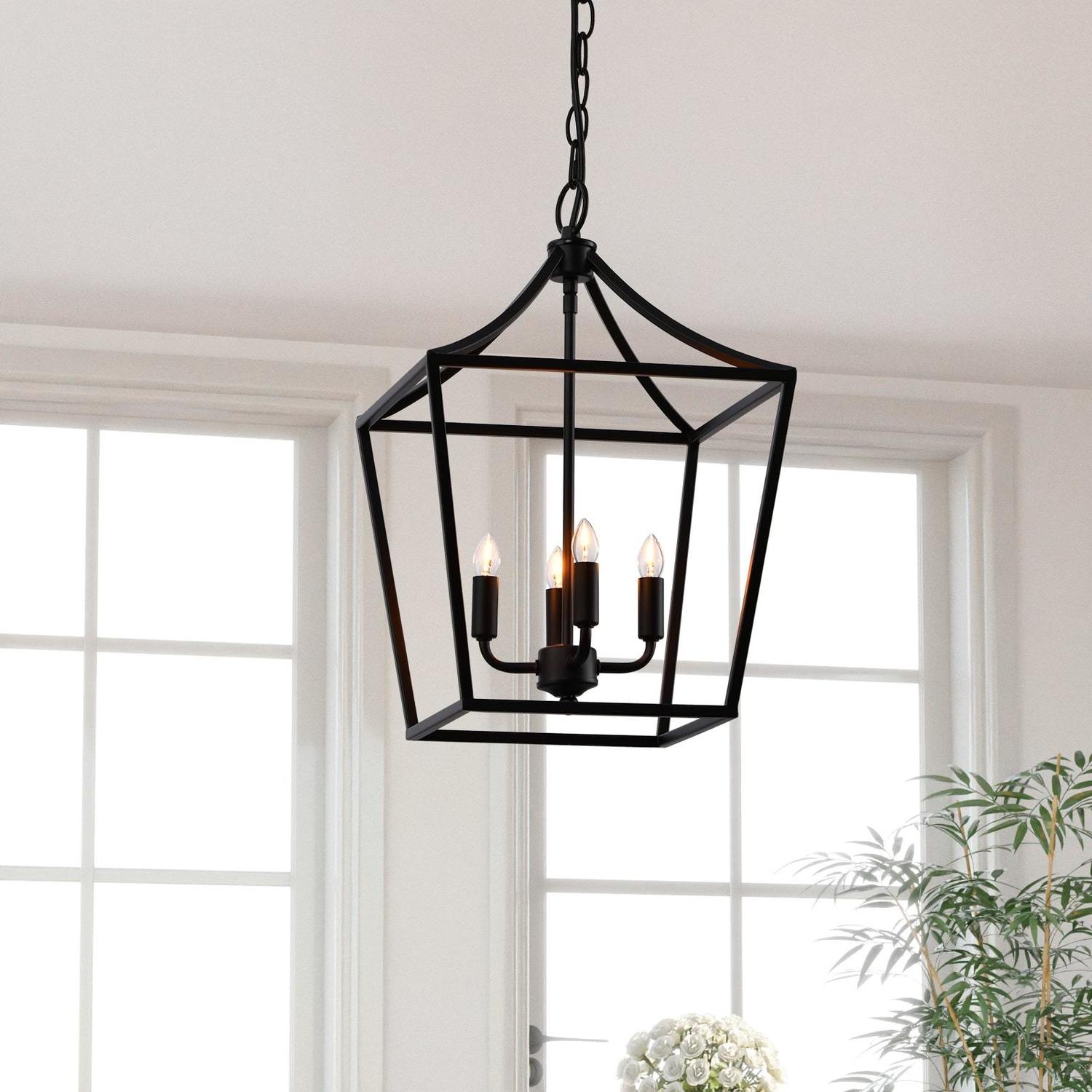 black chandelier pendant light Lazzur Lighting Pendant Black Square / Rectangle