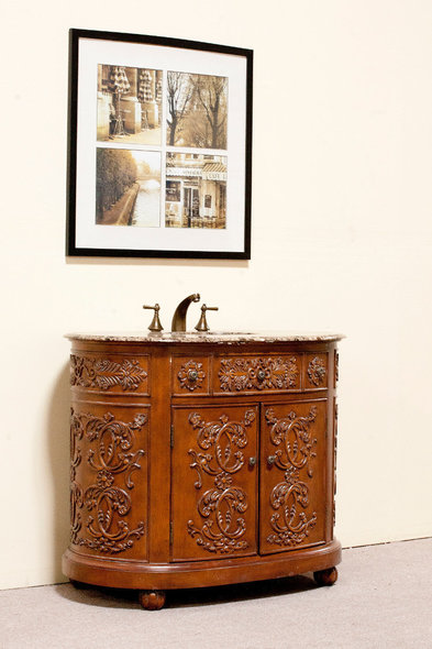 farmhouse sink bathroom vanity Legion Furniture antique walnut Traditional