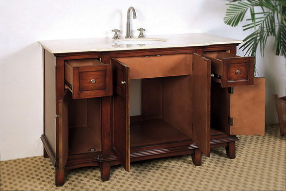 small corner vanity unit Legion Furniture medium brown Transitional