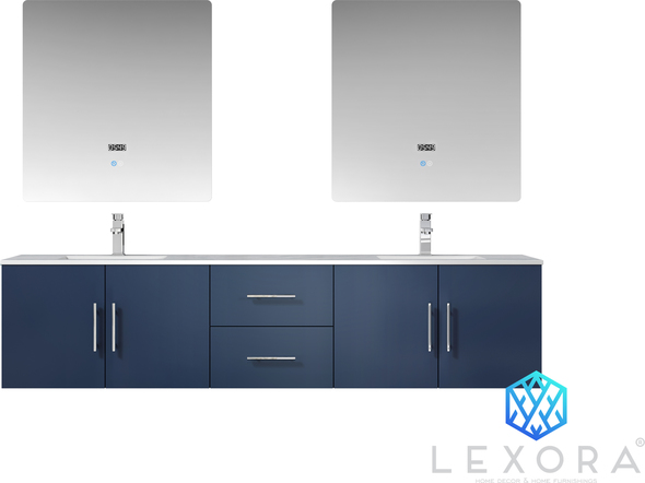 70 inch double sink vanity top Lexora Bathroom Vanities Navy Blue
